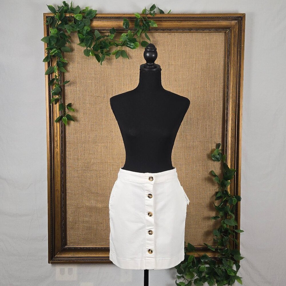 Maison Jules Button Front Denim Skirt